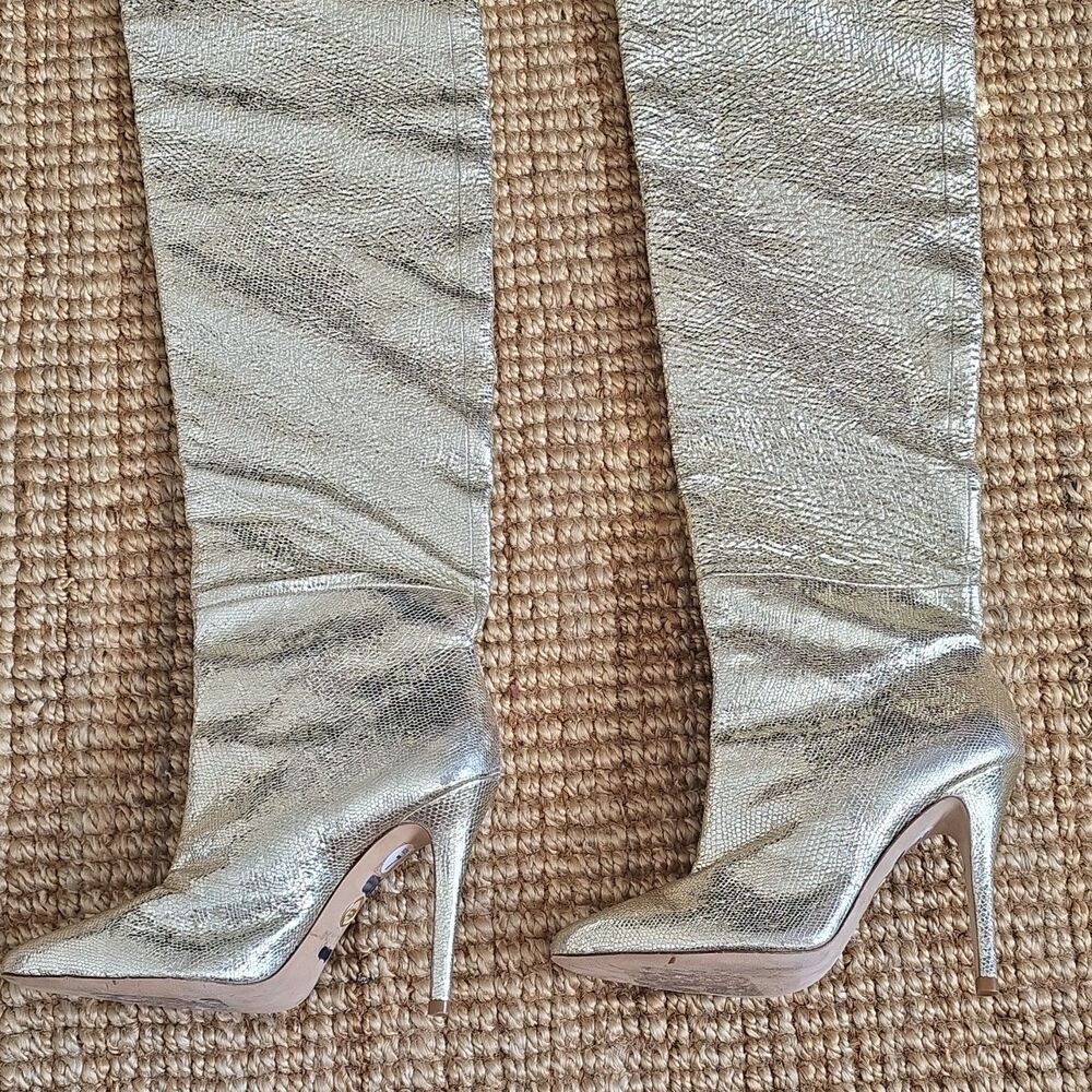 1295$ Brother Vellies Allora Over the Knee Metallic Pointed Toe Boot Size 7 - Picture 2 of 11